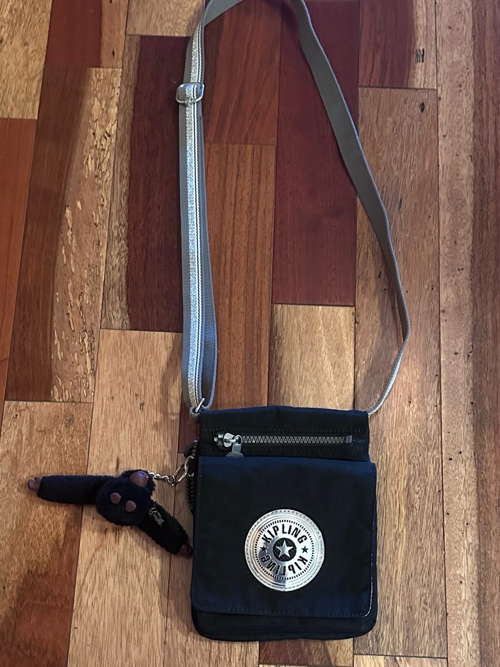 Kipling Black New El Dorado Crossbody with Silver Strap